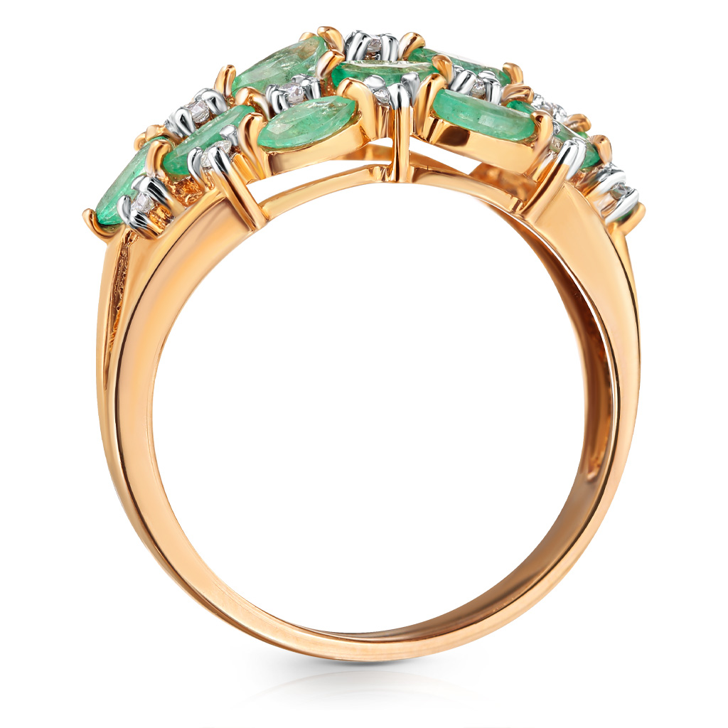 Кольцо с изумрудами и бриллиантами из золота от Бронницкий ювелир