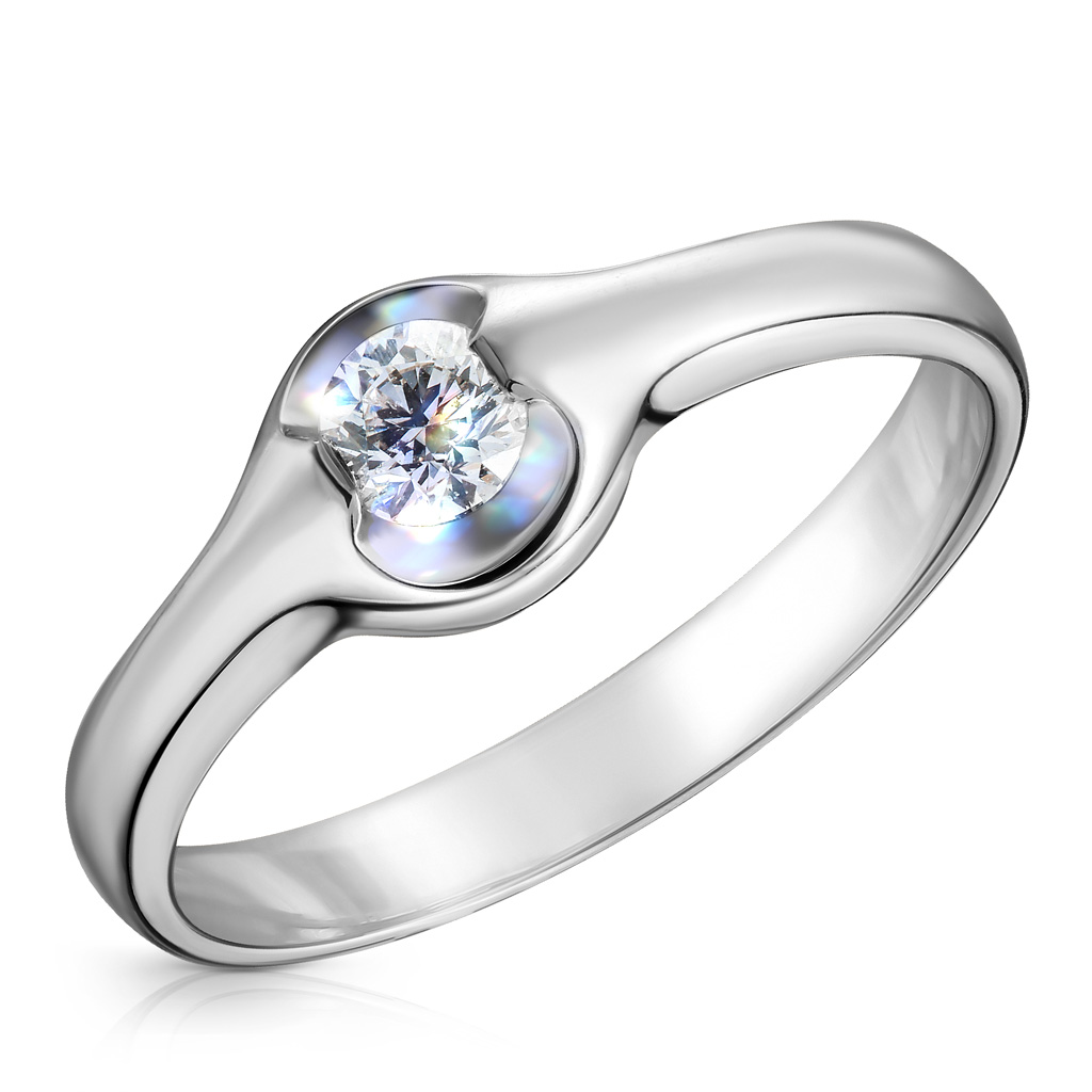 Кольцо из белого золота с бриллиантом пирсинг в ухо кольцо стразинка d 12мм белый в серебре