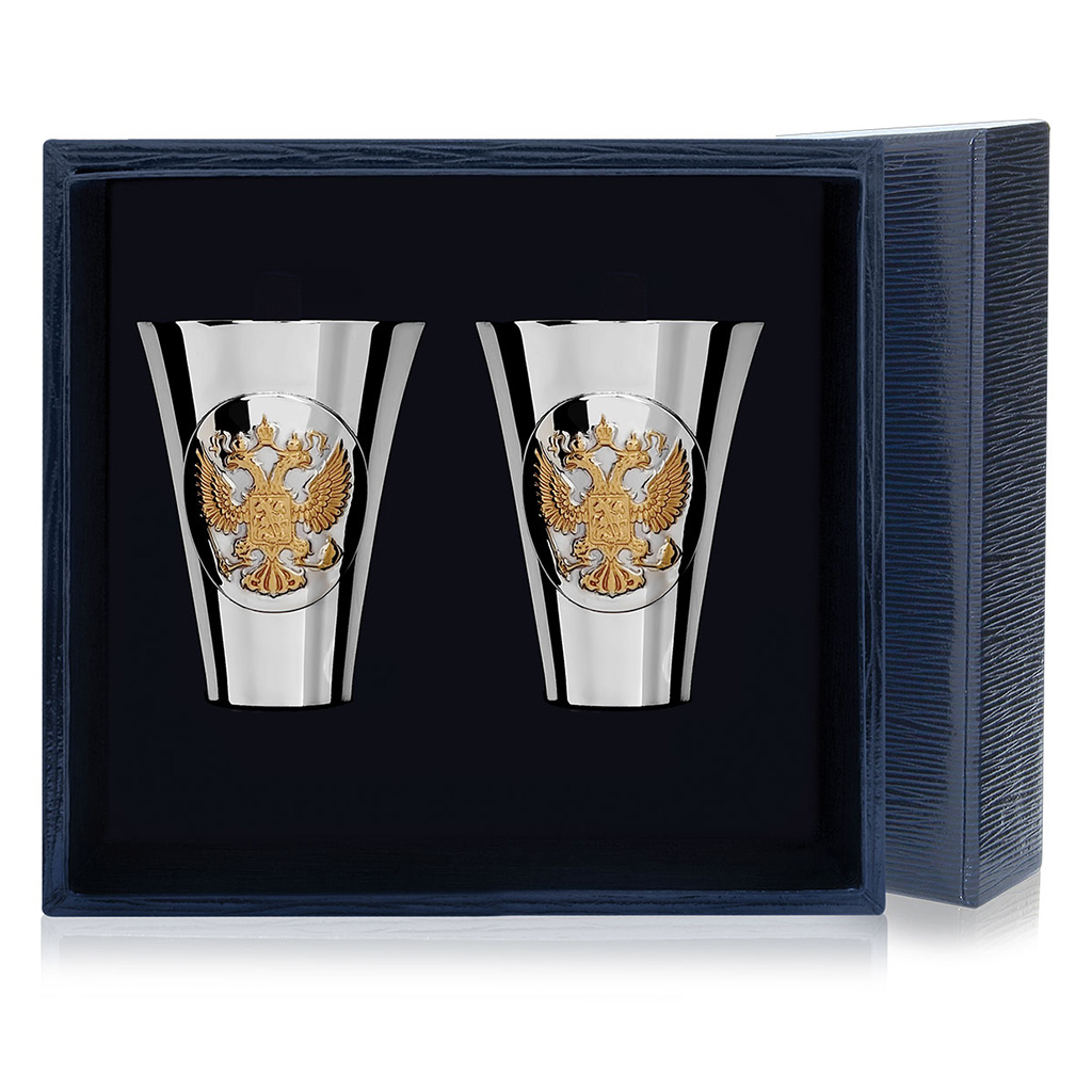 Набор серебряных стопок Герб 3шт набор горный хрусталь бабочка ожерелье корона серьги свадебная свадьба ювелирные изделия подарок