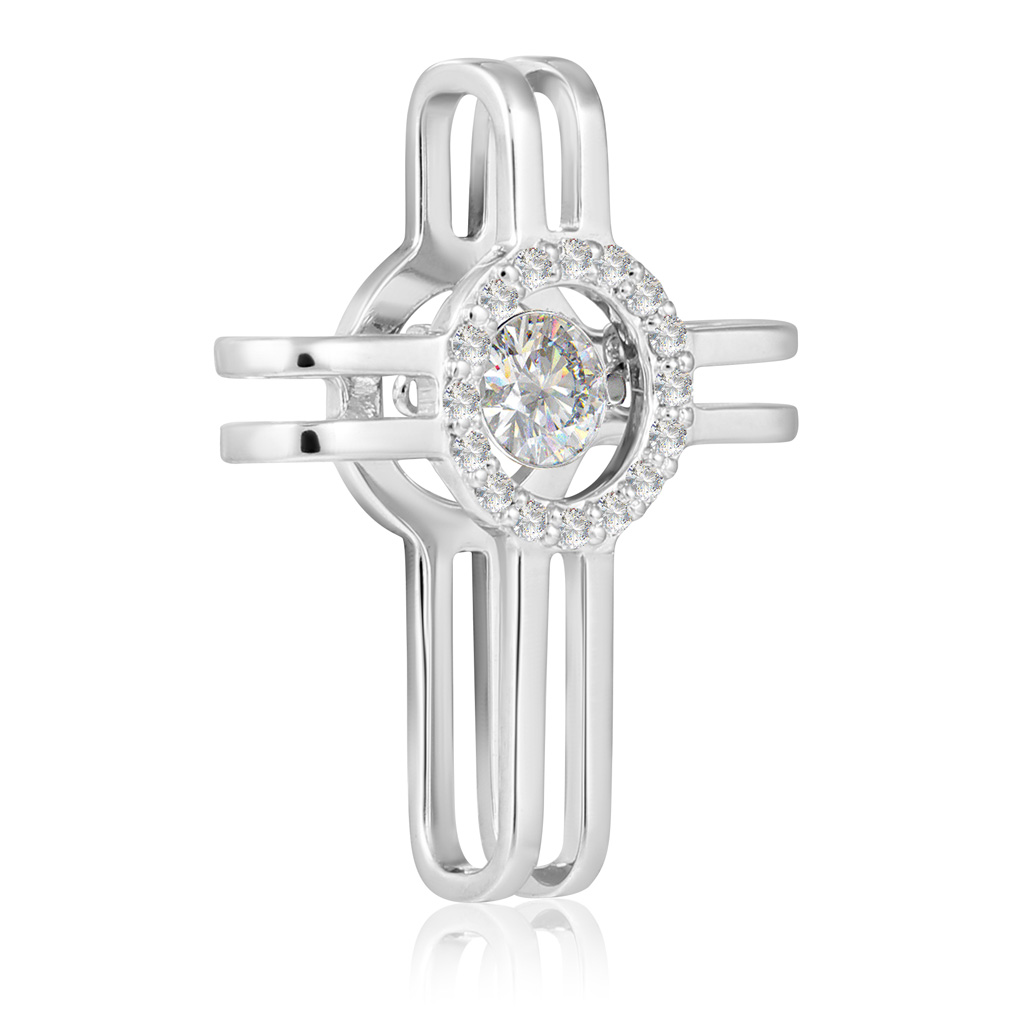 Крест декоративный из белого золота с бриллиантом