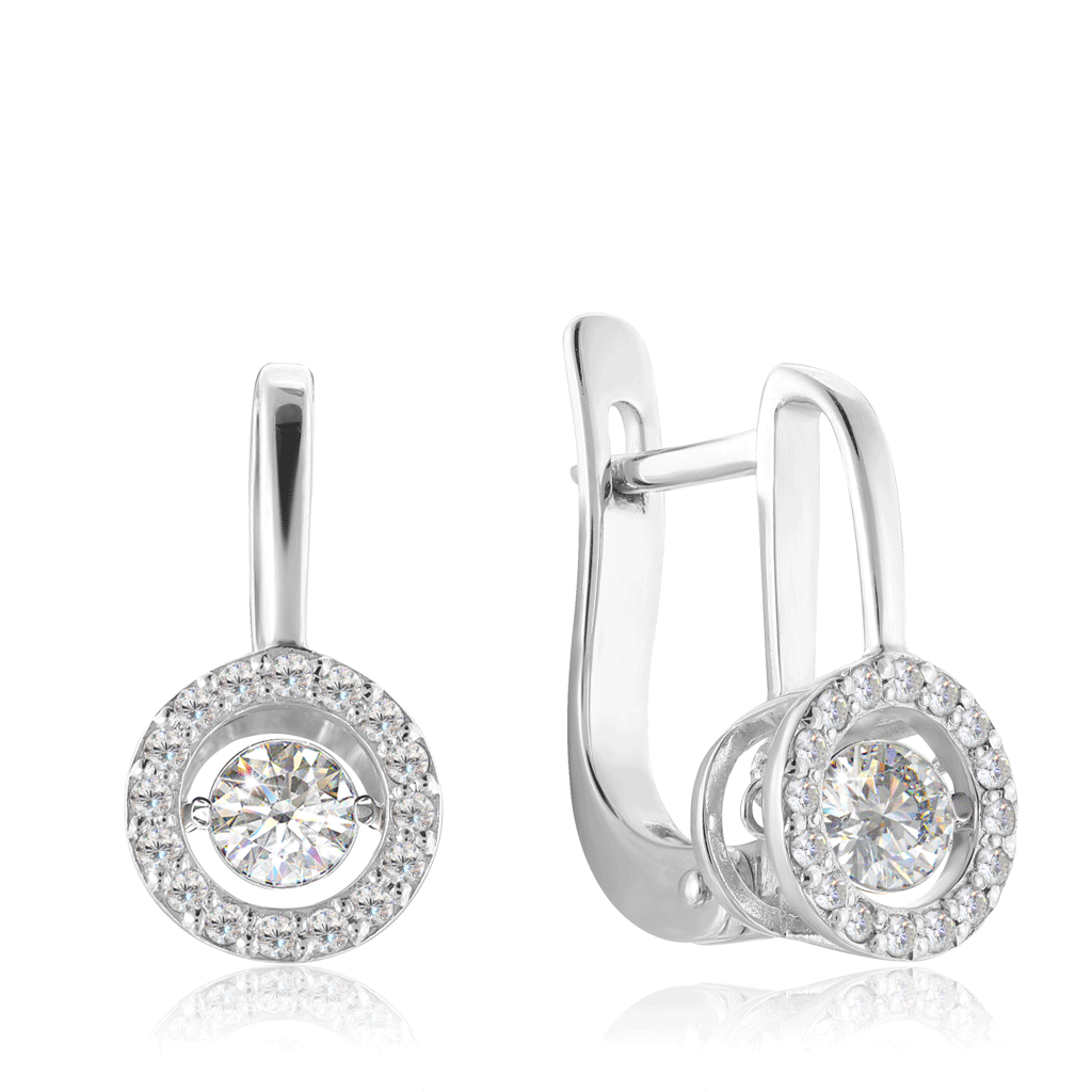 Серьги с английским замком из белого золота с бриллиантами