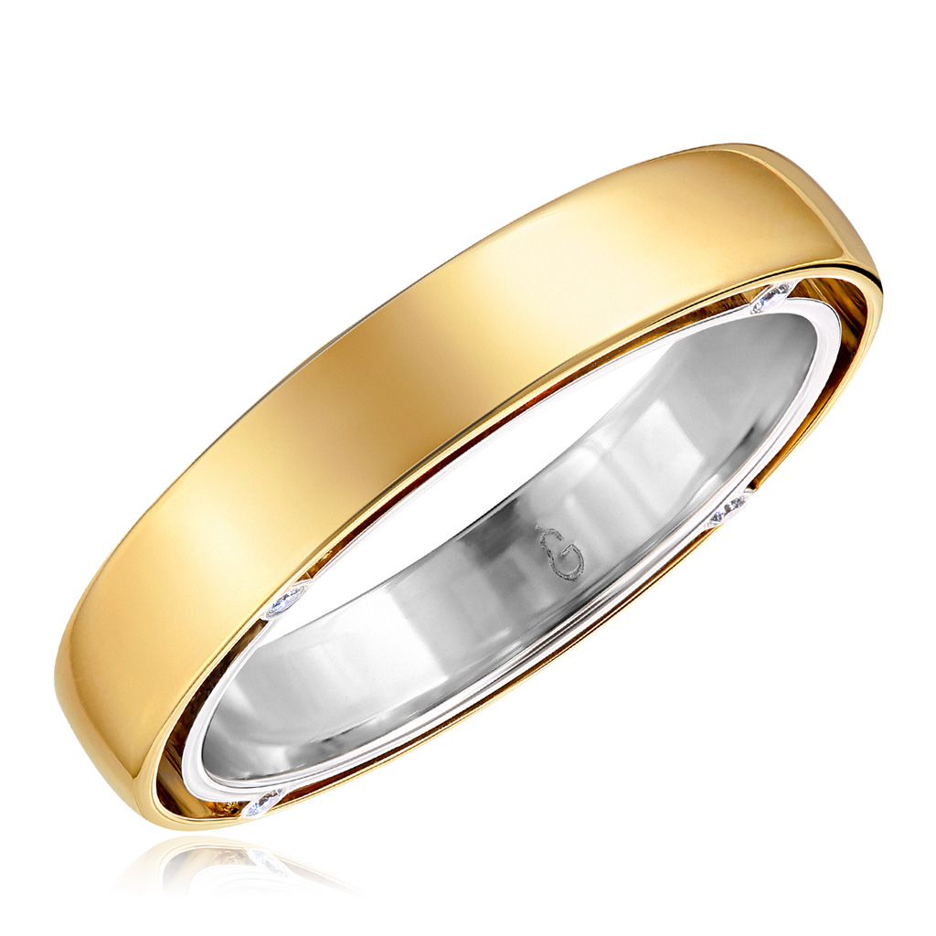 Кольцо обручальное из комбинированного золота с бриллиантами 45119762215