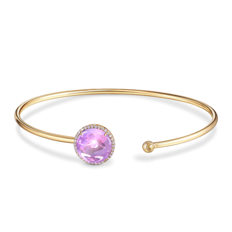 Браслет жесткий из желтого золота с бриллиантом