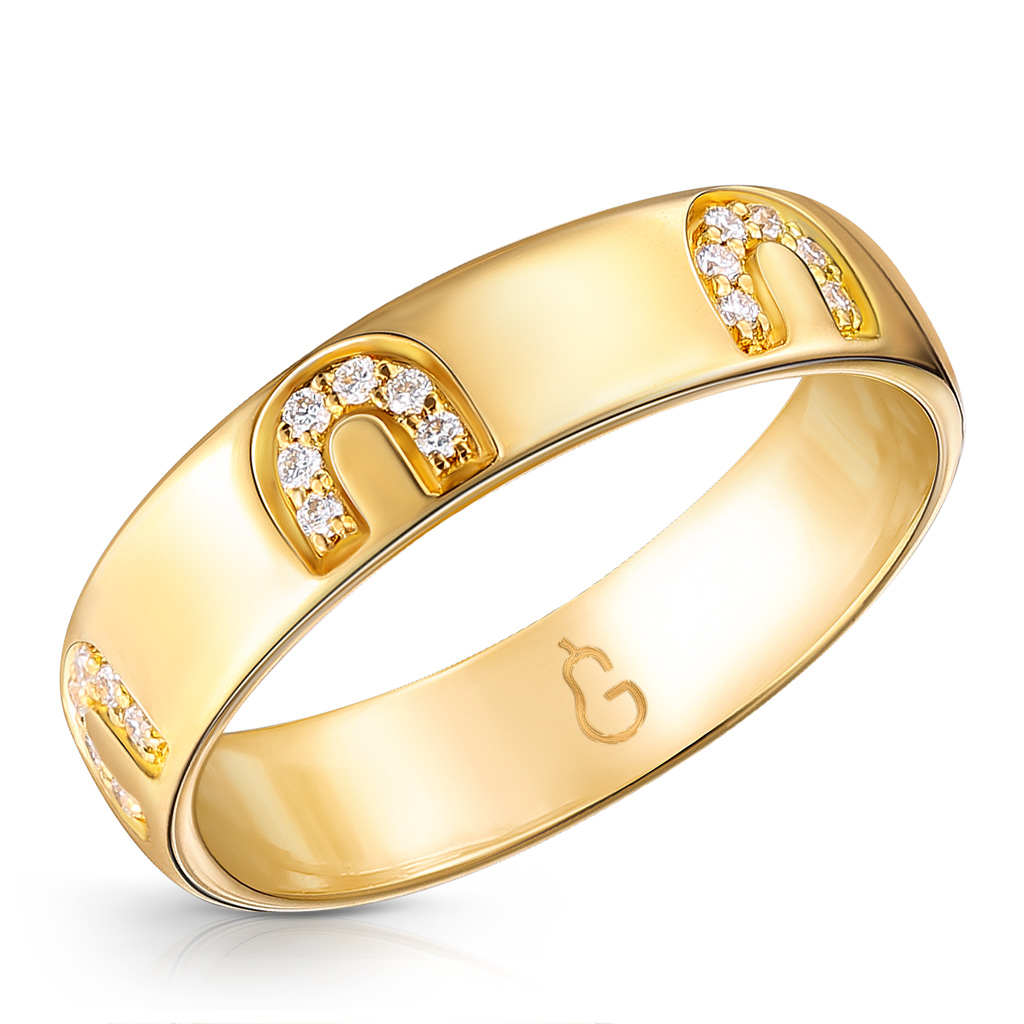 Кольцо обручальное из желтого золота с бриллиантами 45519609165