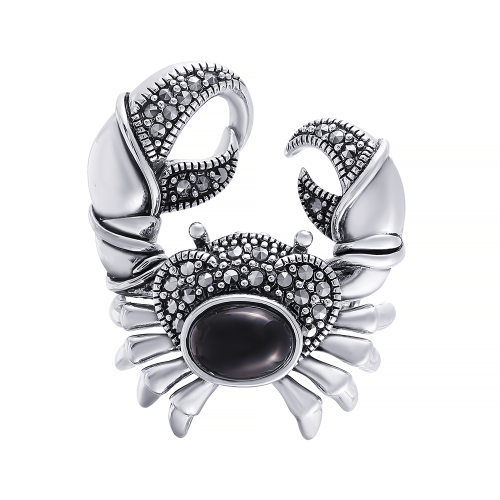 Брошь из серебра черный оникс драгоценный камень стерлингового серебра 925 пробы ожерелье ювелирные изделия ejj n27