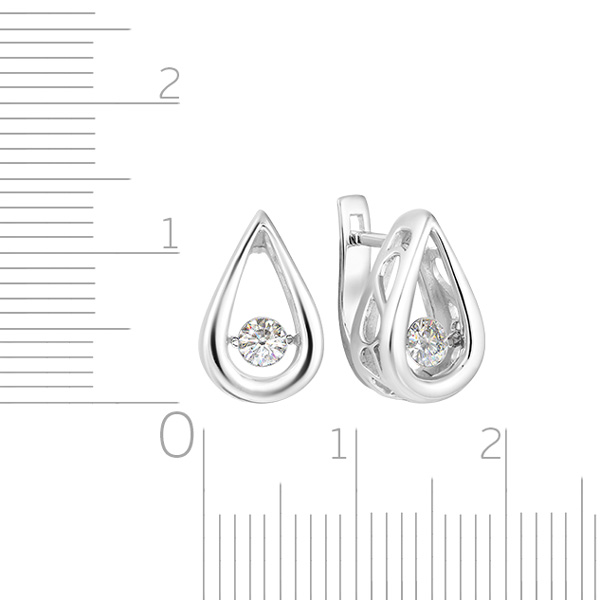 Серьги с английским замком из белого золота с бриллиантами