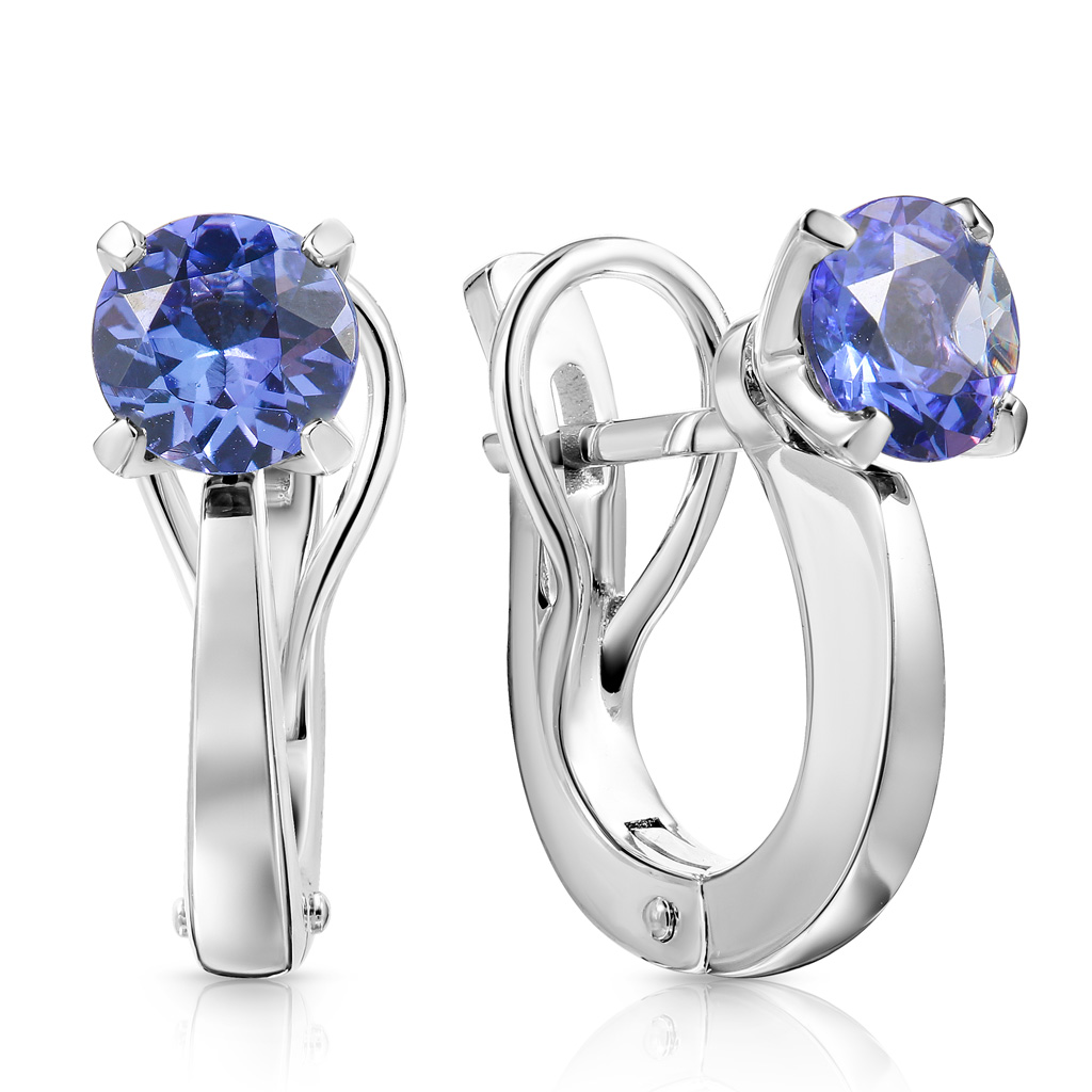 Серьги с английским замком из белого золота с танзанитом Я6516882000