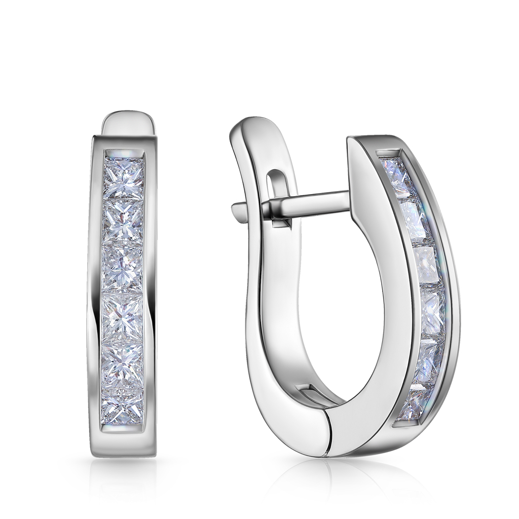 Серьги с английским замком из белого золота с бриллиантами Я6819360000