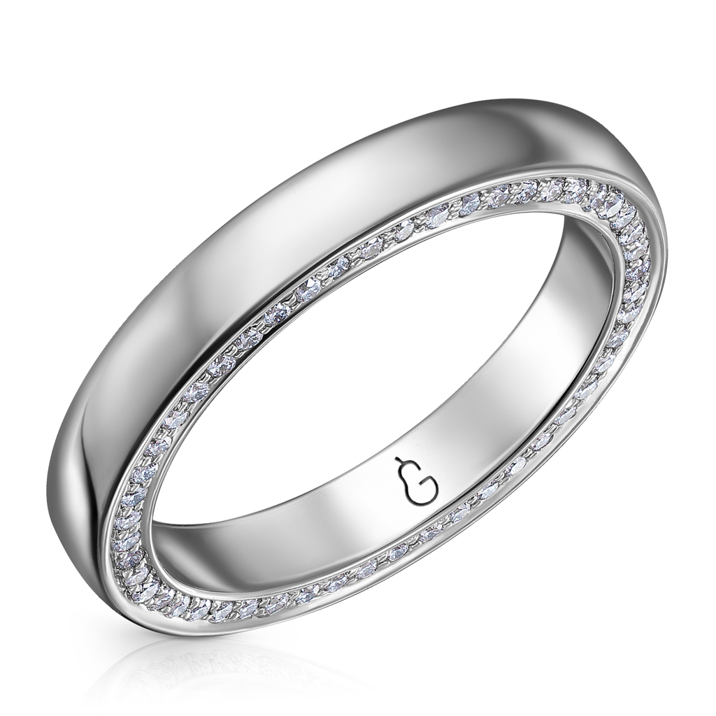 Кольцо обручальное из белого золота с бриллиантами Я5819610170