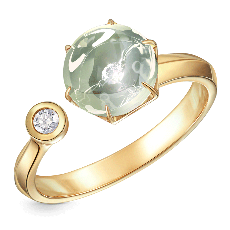 Кольцо из желтого золота с аметистом и бриллиантами