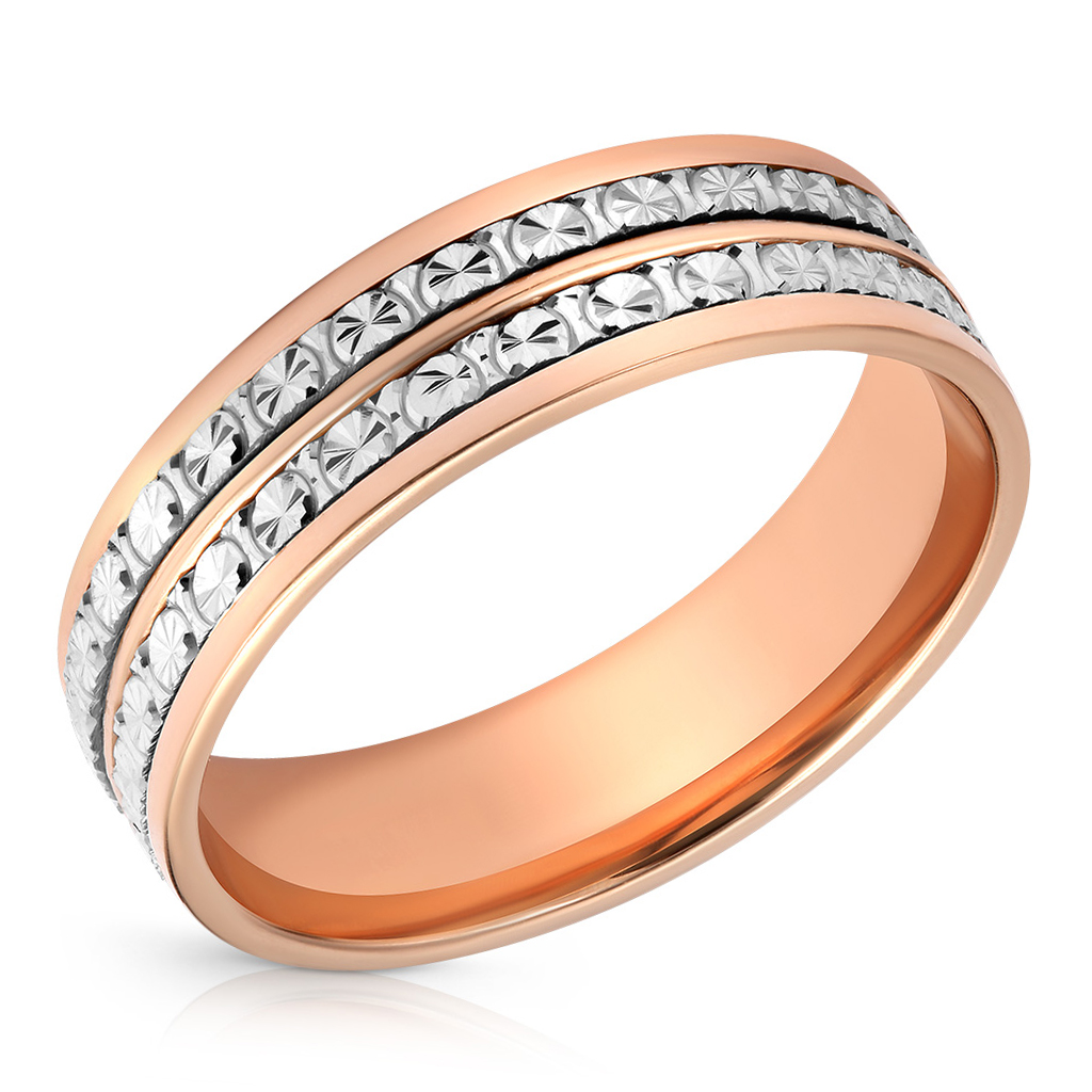 Кольцо обручальное с алмазной гранью из золота 41514