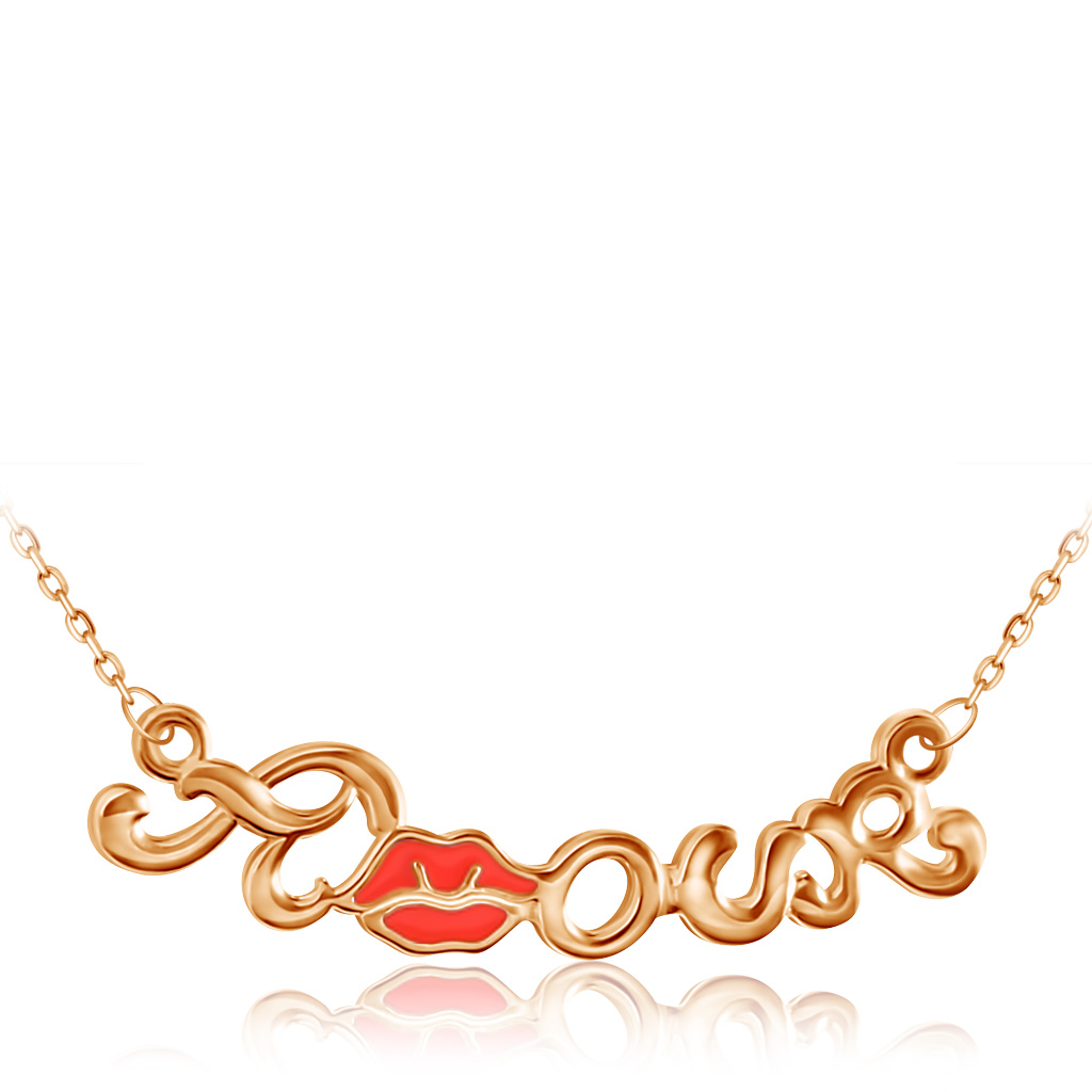 Колье из красного золота с эмалью Французский поцелуй Д0268-8-070003