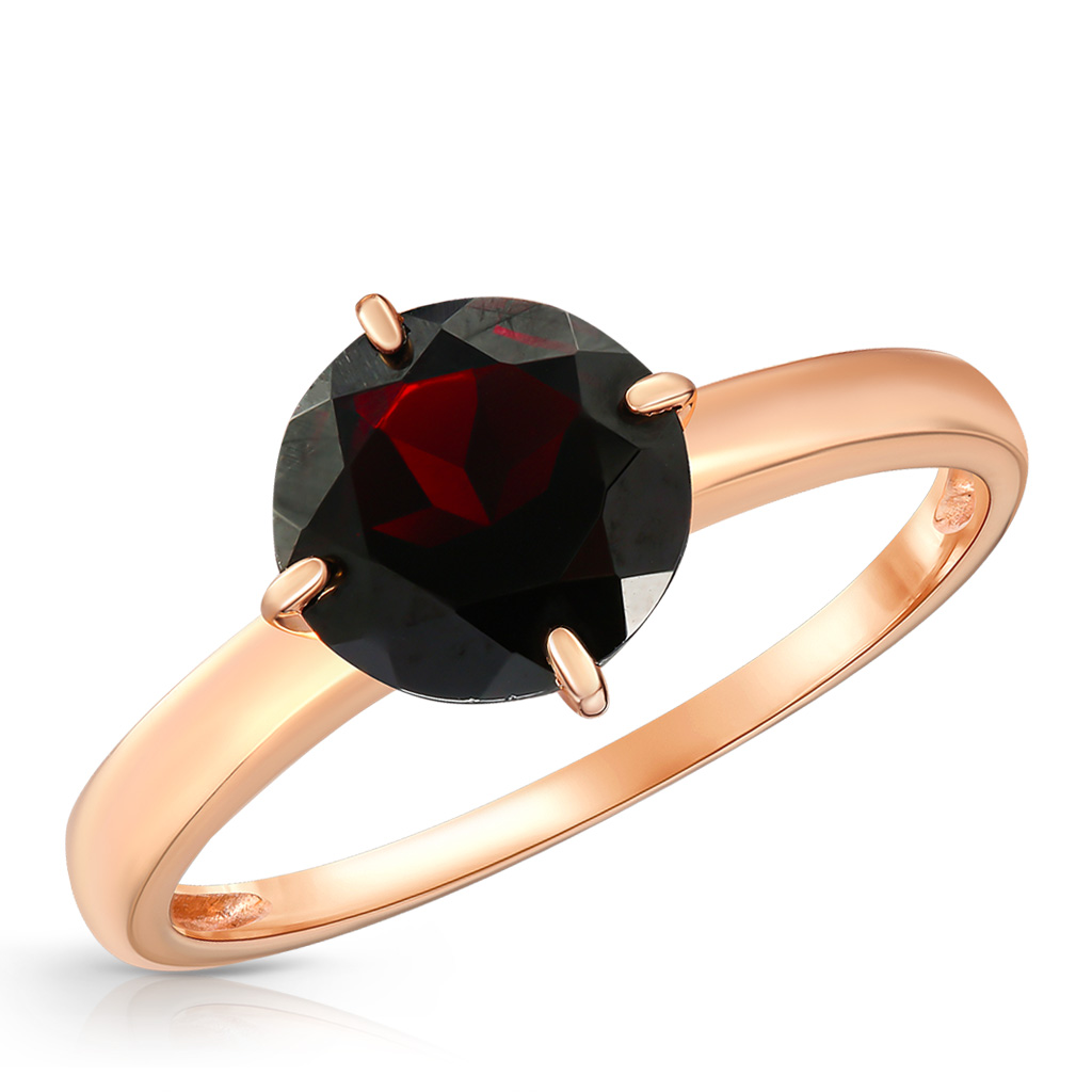 Кольцо из красного золота с гранатом