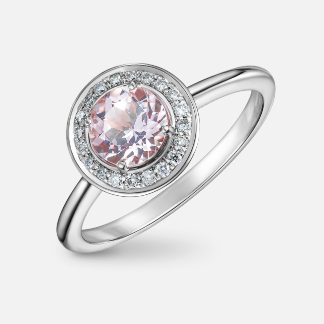 Кольцо из белого золота с бриллиантами, морганитом 65819178160