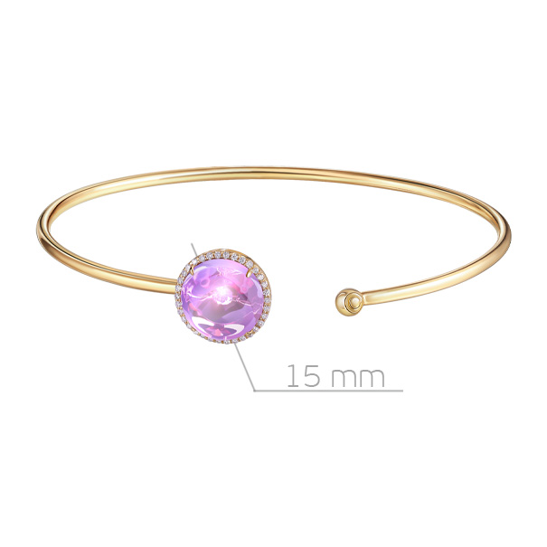 Браслет жесткий из желтого золота с бриллиантом