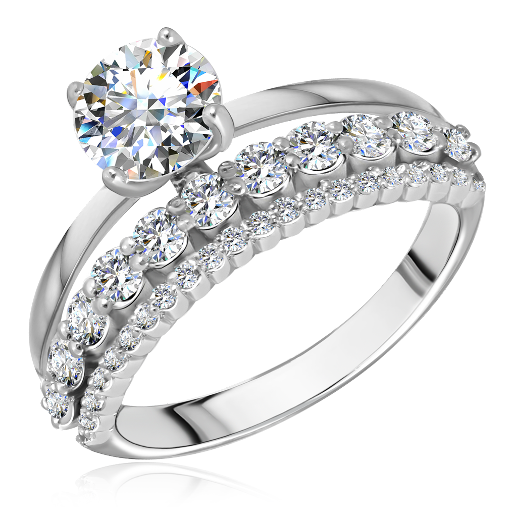 Кольцо из белого золота с фианитами сверкающее кольцо простой стиль универсальный декоративный компактный указательный палец кольцо женщины модные ювелирные изделия