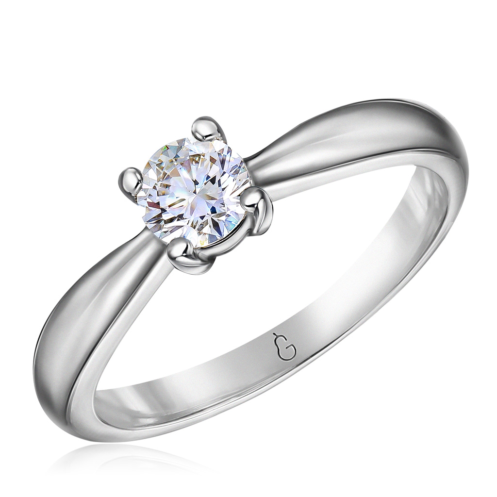 Помолвочное кольцо из белого золота с бриллиантом помолвочное кольцо из белого золота с бриллиантом