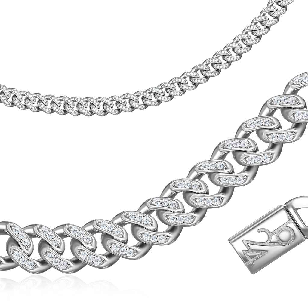 Цепь декоративная из серебра с фианитами 84811157650
