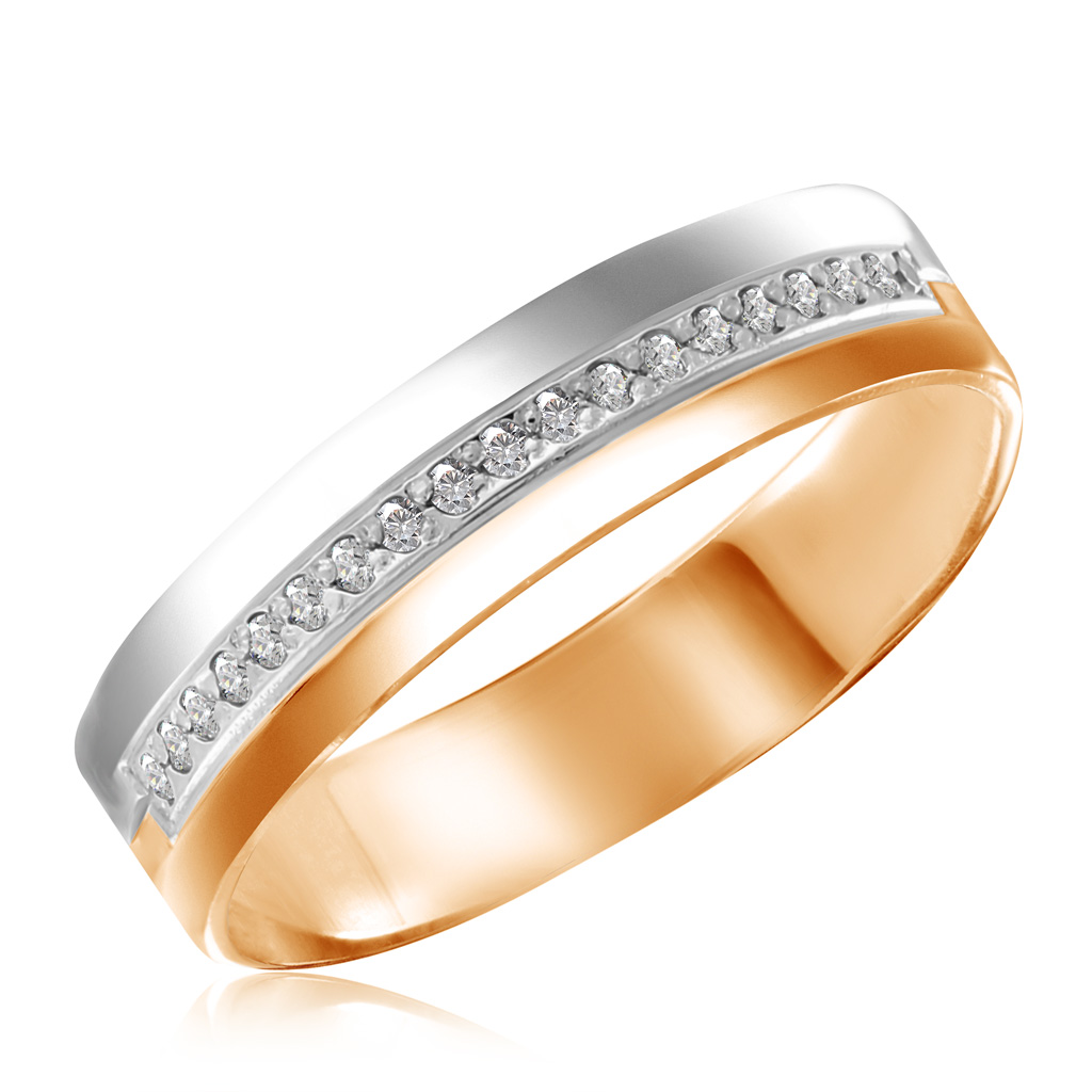 Кольцо обручальное из комбинированного золота с бриллиантами кольцо обручальное из золота с бриллиантами