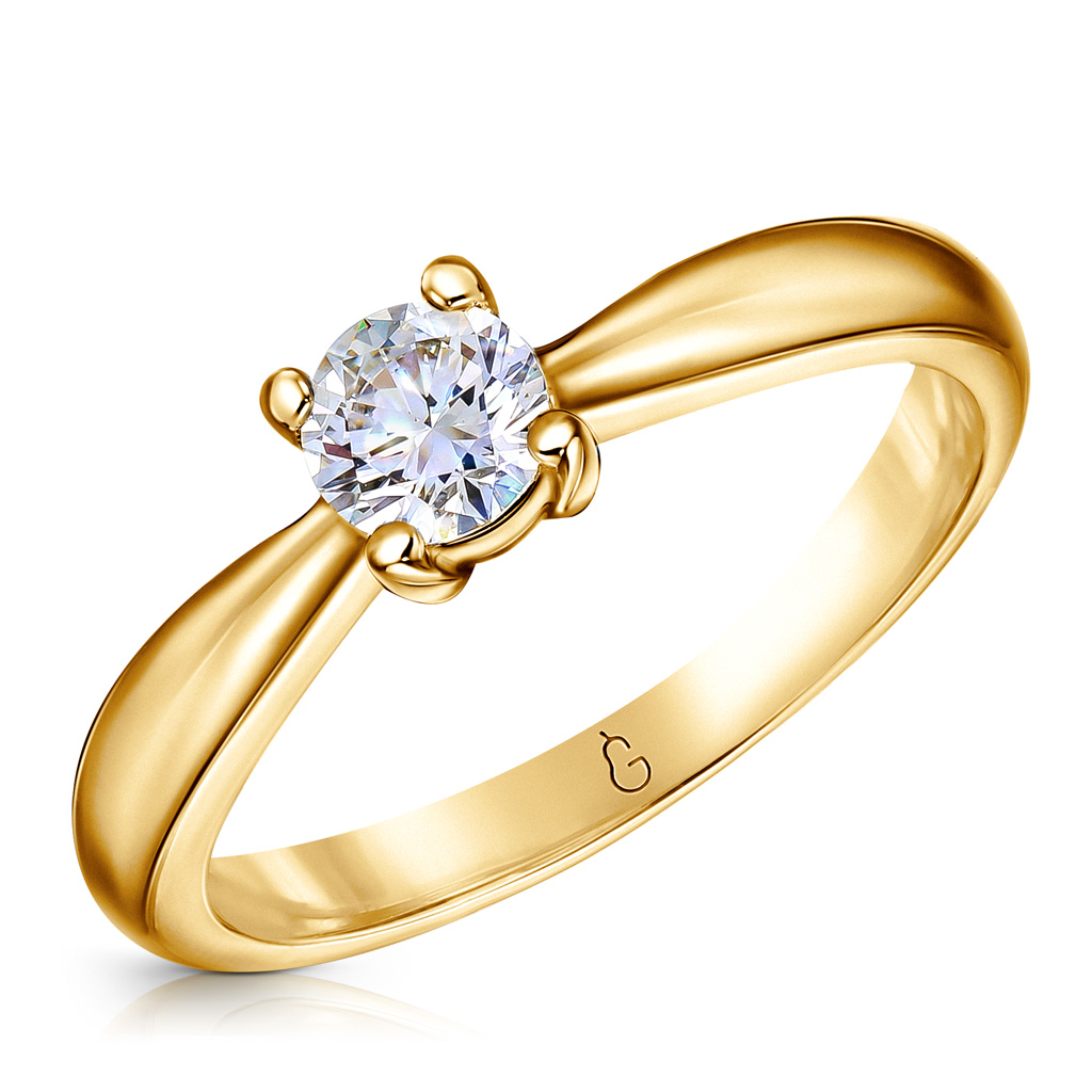 Кольцо помолвочное из желтого золота с бриллиантом 45519134170