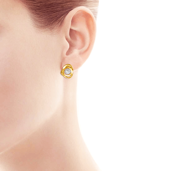 Серьги из золота с танцующим бриллиантом