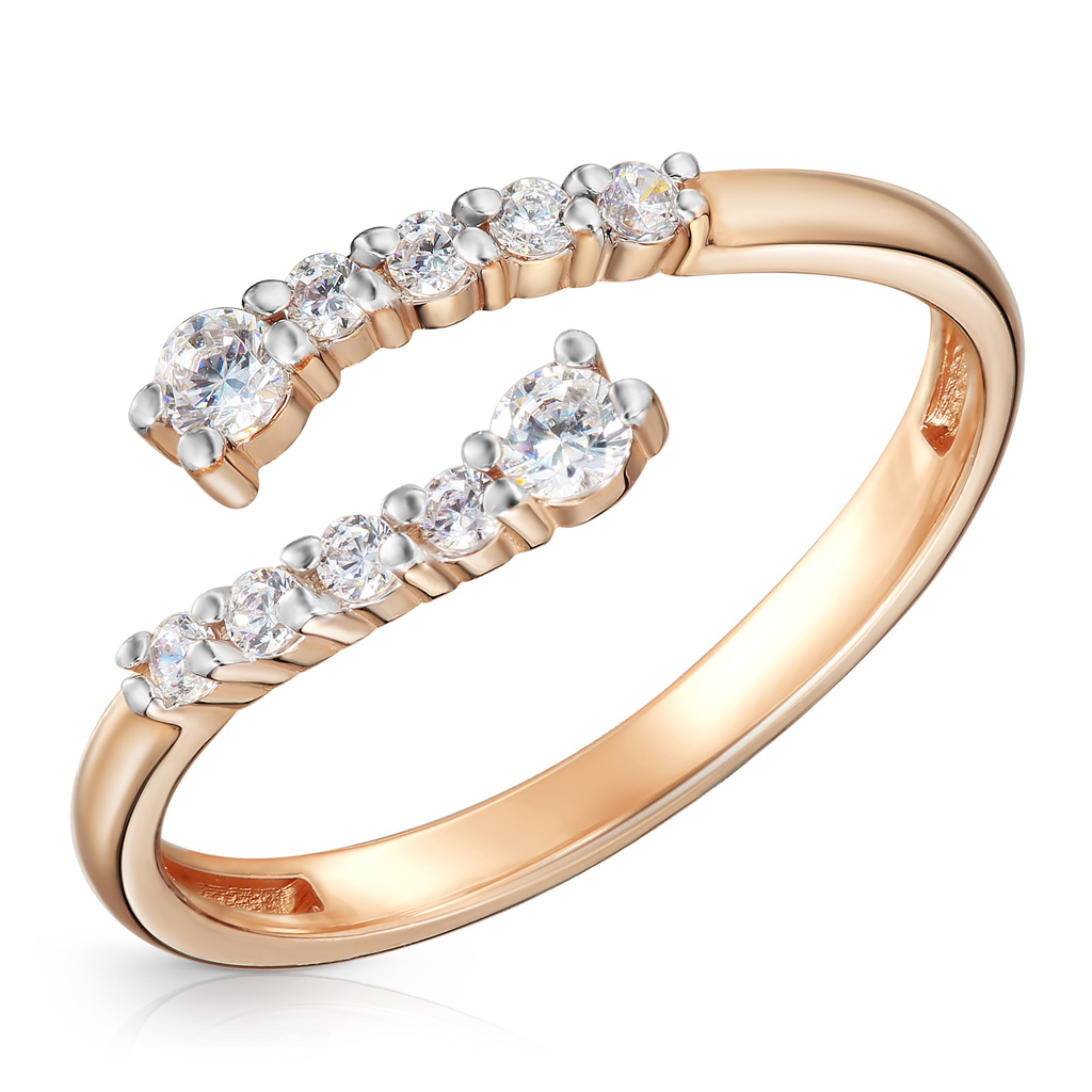 Золотое фаланговое кольцо с фианитом кольцо фаланговое из серебра с фианитом р 18 5 джей ви r24187 bw 001