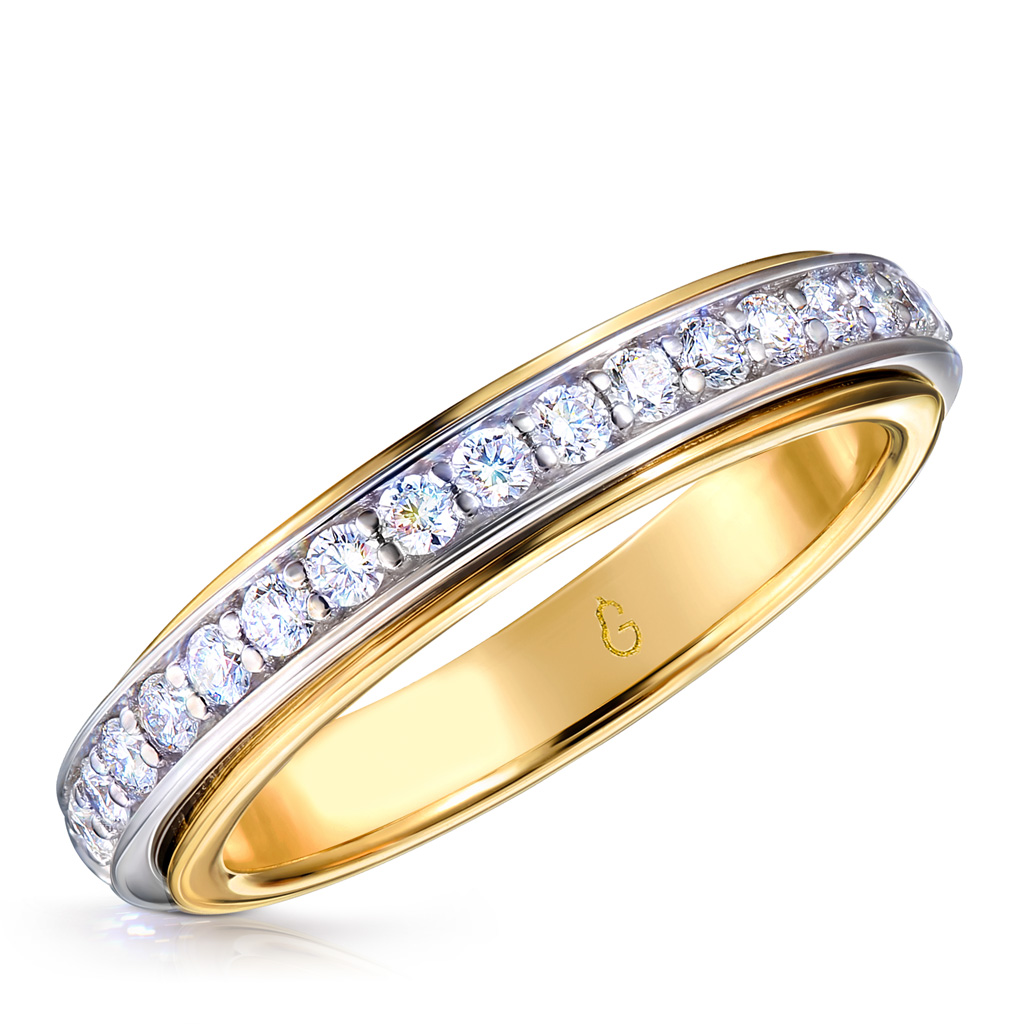 Кольцо обручальное из комбинированного золота с бриллиантами Я5119763170
