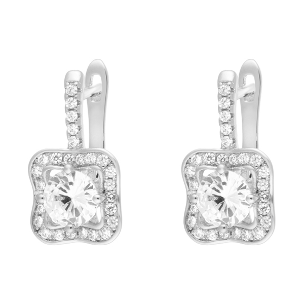 

Серьги с английским замком из серебра CZ-E00928-1-X-W-W-X-W