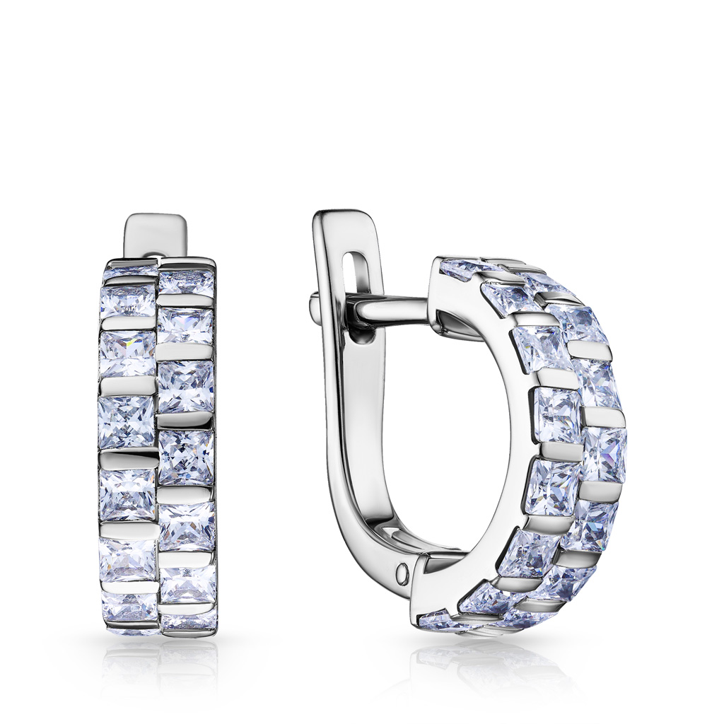 Серьги с английским замком из серебра с фианитом 86611258000