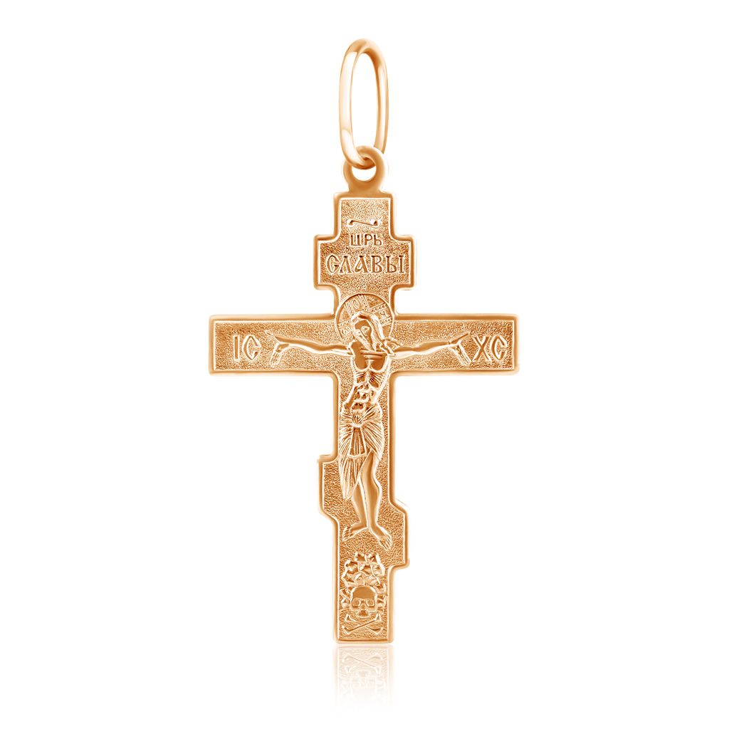 Крест из золота стек плетёный длинный наконечник крест красный лак