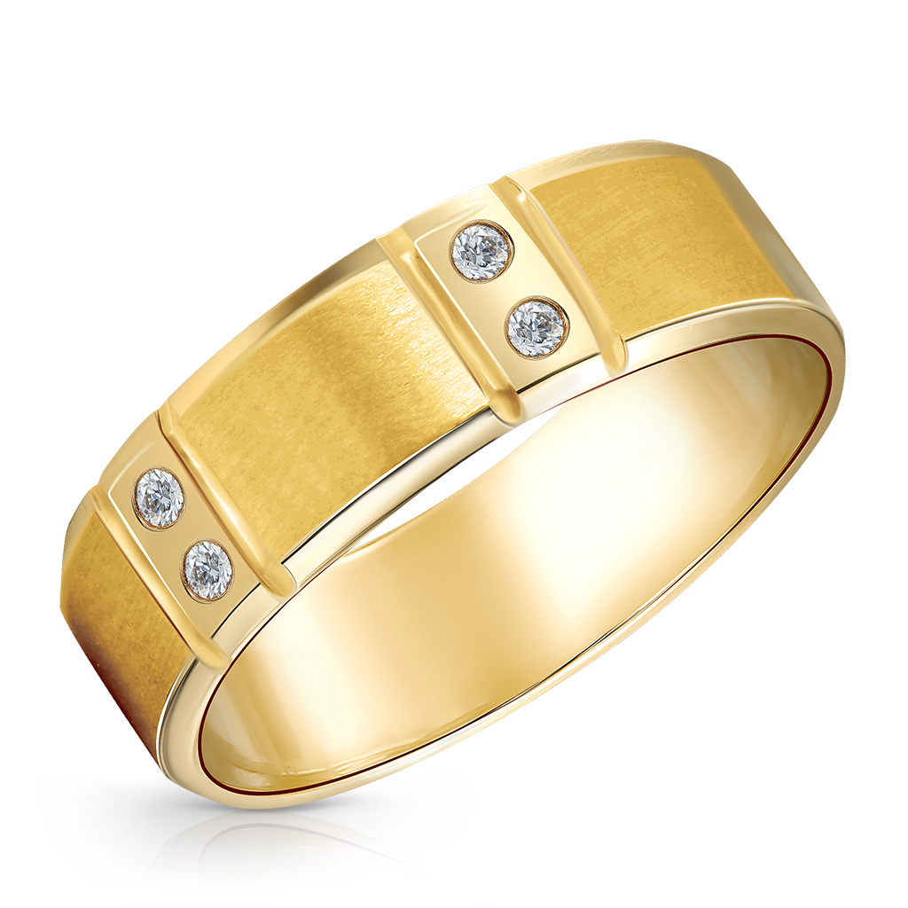 цена Обручальное кольцо с бриллиантами из желтого золота