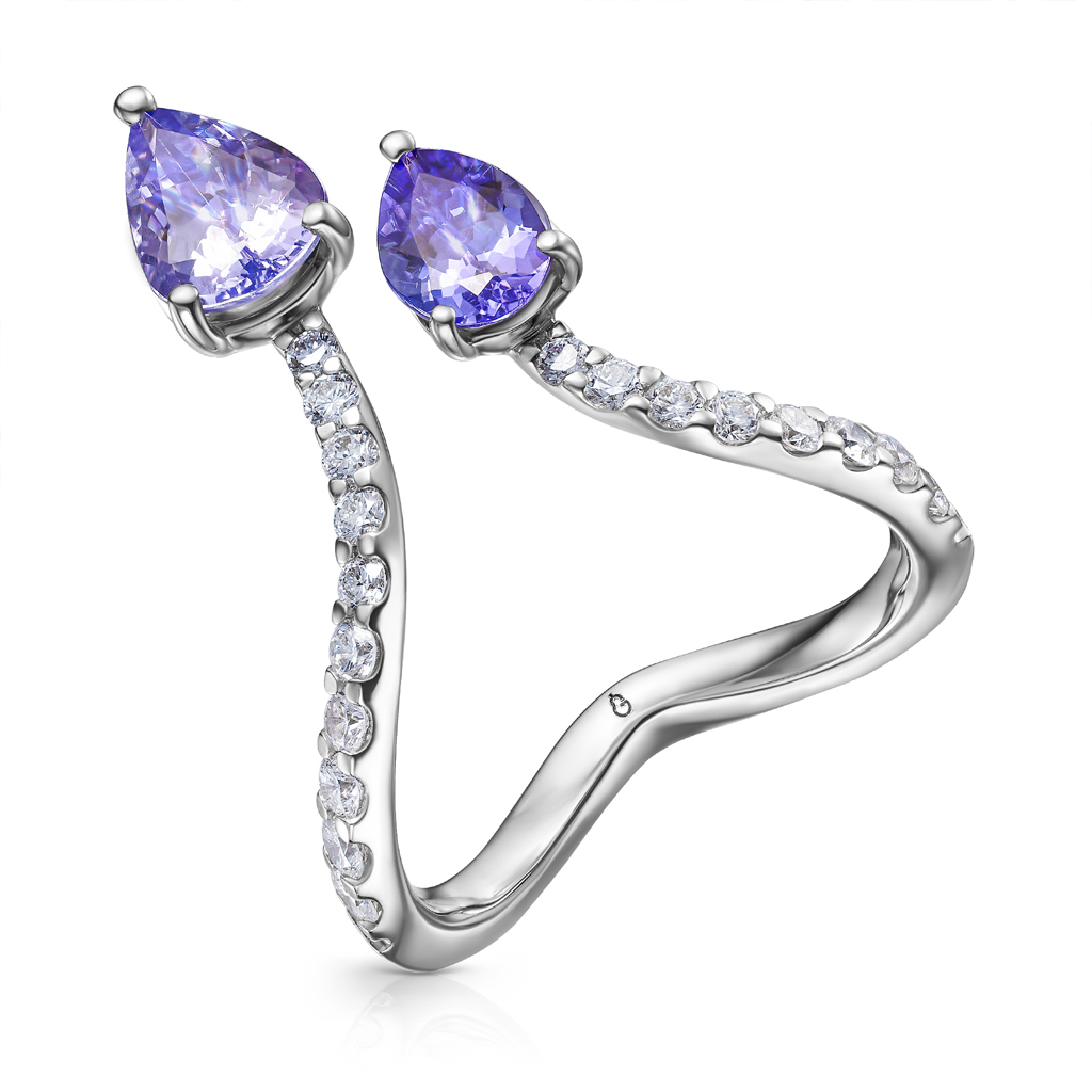 Кольцо из белого золота с бриллиантами, танзанитом Я5819510175