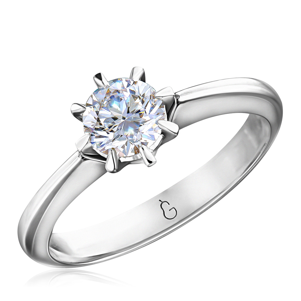Помолвочное кольцо из белого золота с бриллиантом кольцо помолвочное из серебра с бриллиантом р 18 sokolov 87010002