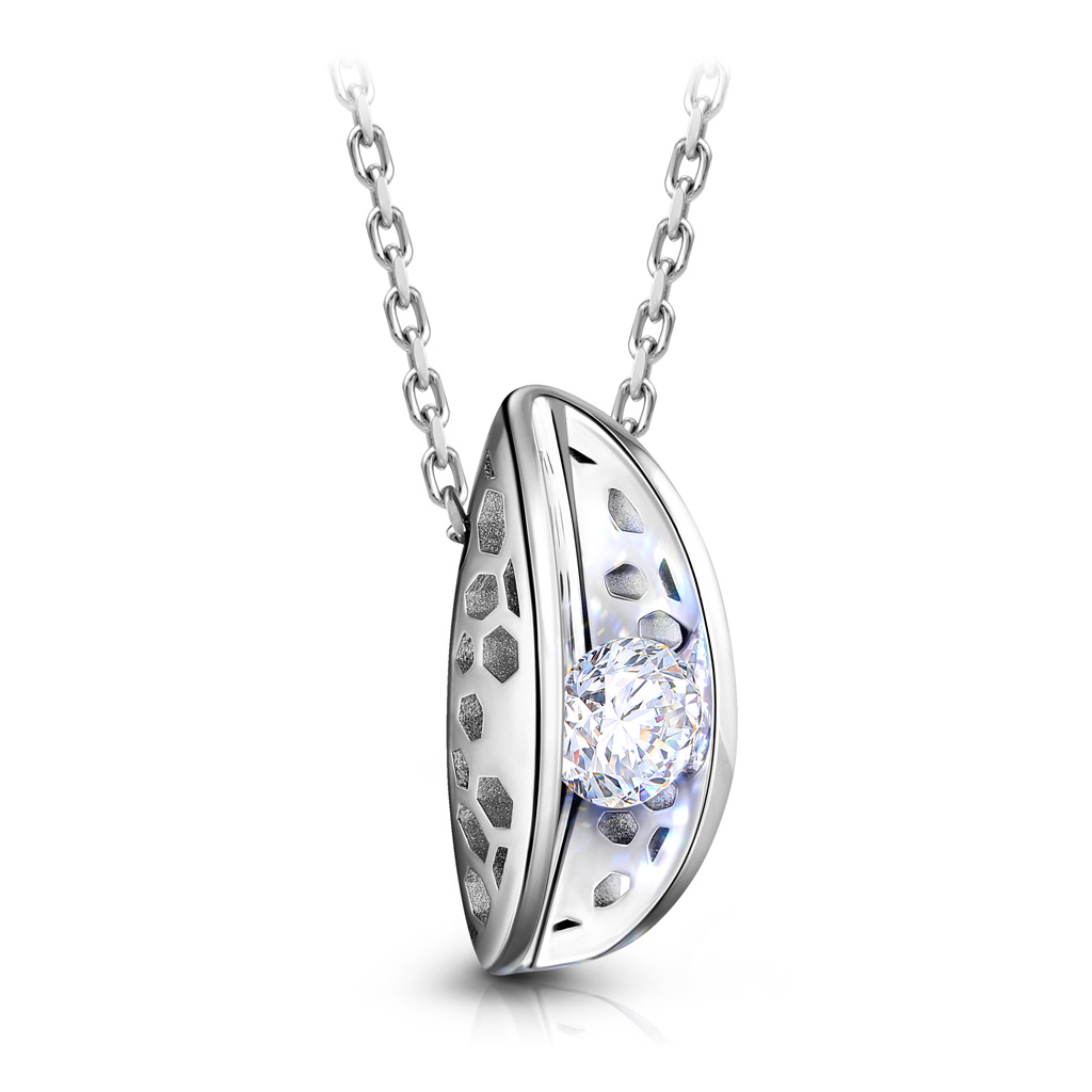 Колье из белого золота с бриллиантом, плетение якорное Я4519248470