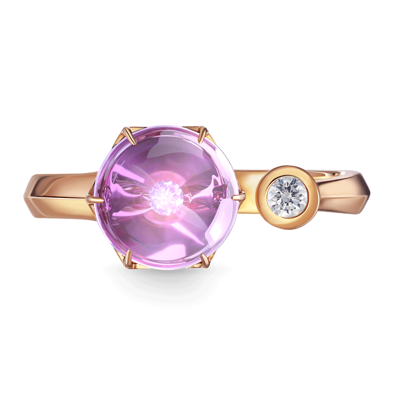 Кольцо из красного золота с аметистом и бриллиантами