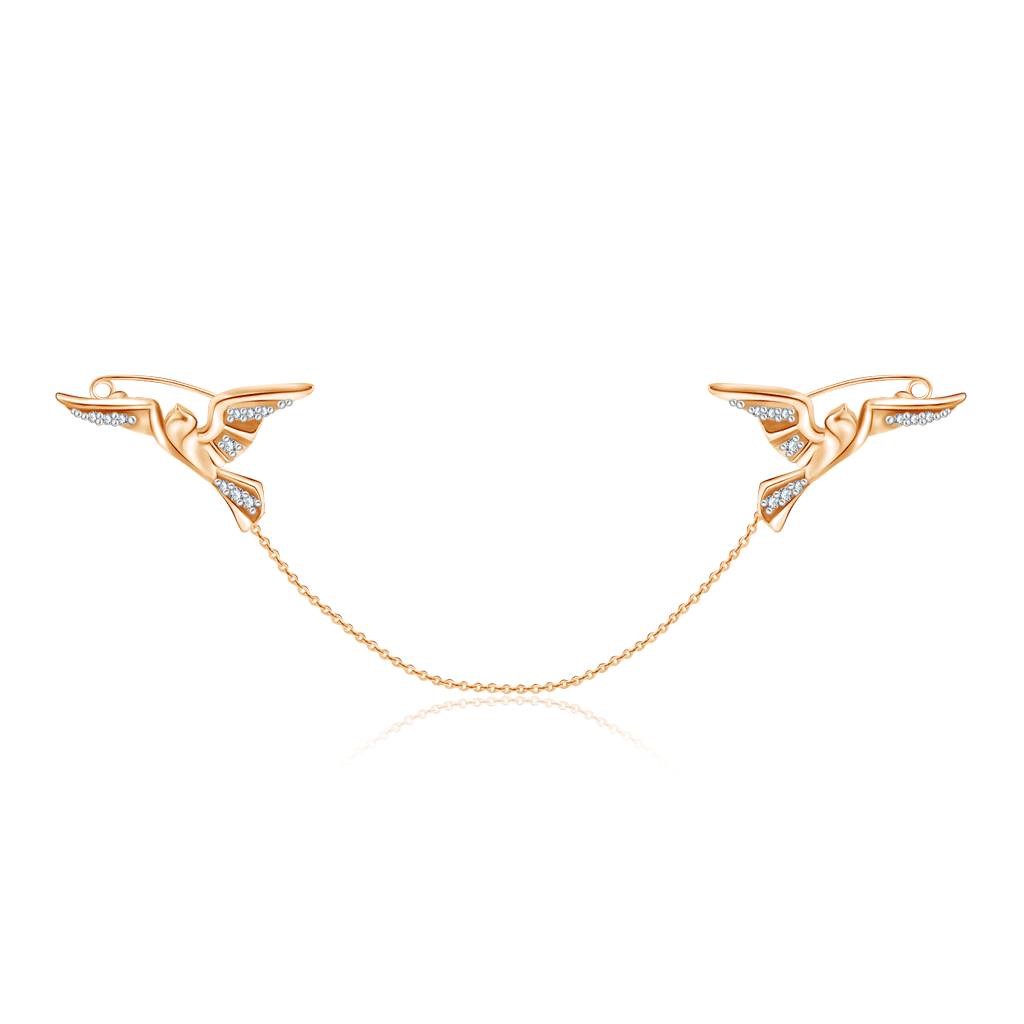 Брошь из золота с фианитами Д0268-040172