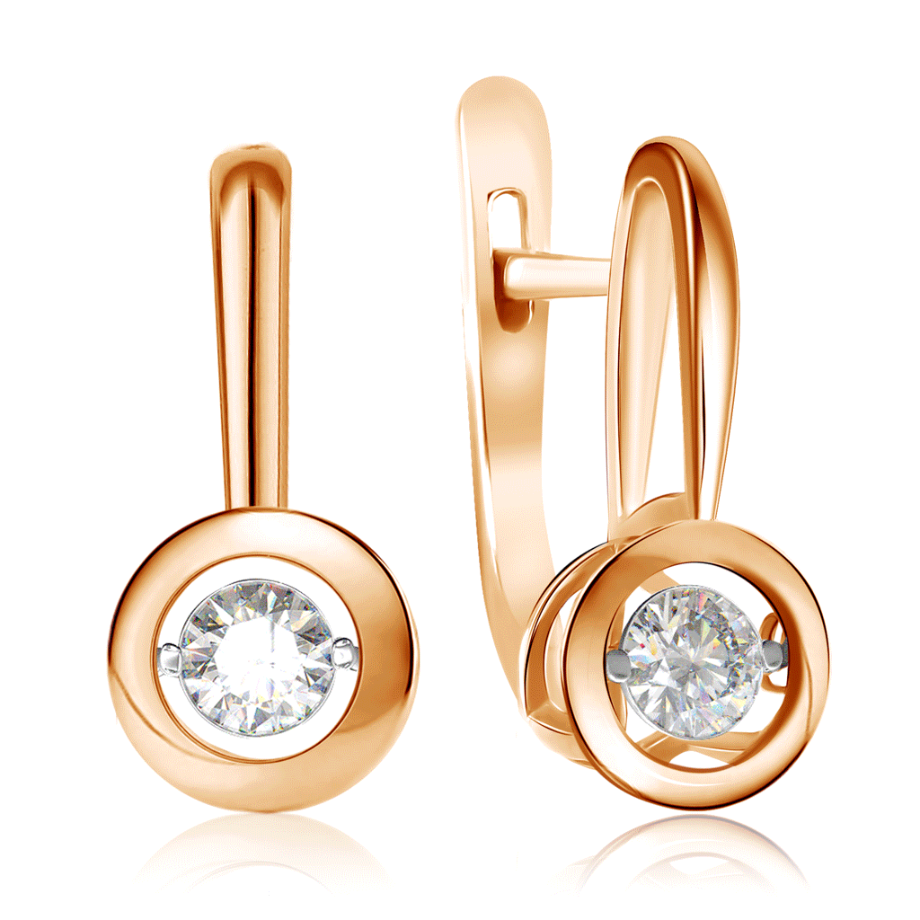 Серьги с английским замком из красного золота с бриллиантами