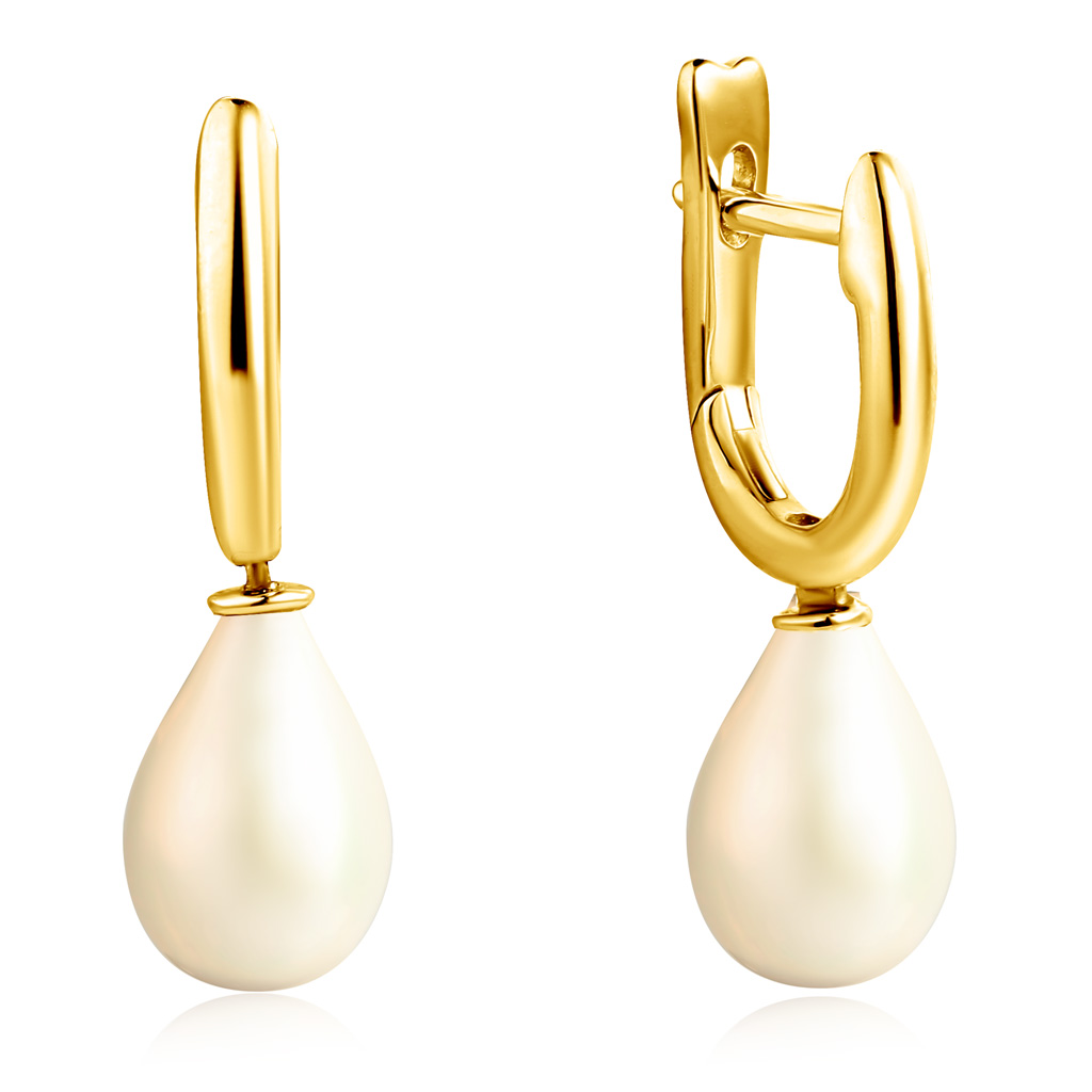 Серьги из золота 1 пара красивые ушные шпильки минималистские женщины двусторонний большой искусственный жемчуг серьги серьги ювелирные изделия
