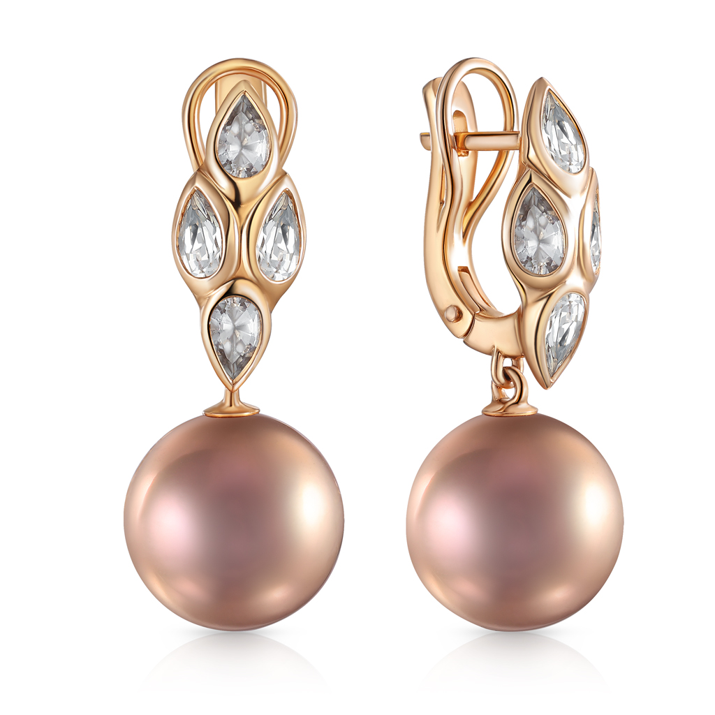 Серьги с английским замком из золота с жемчугом Щ6819555000