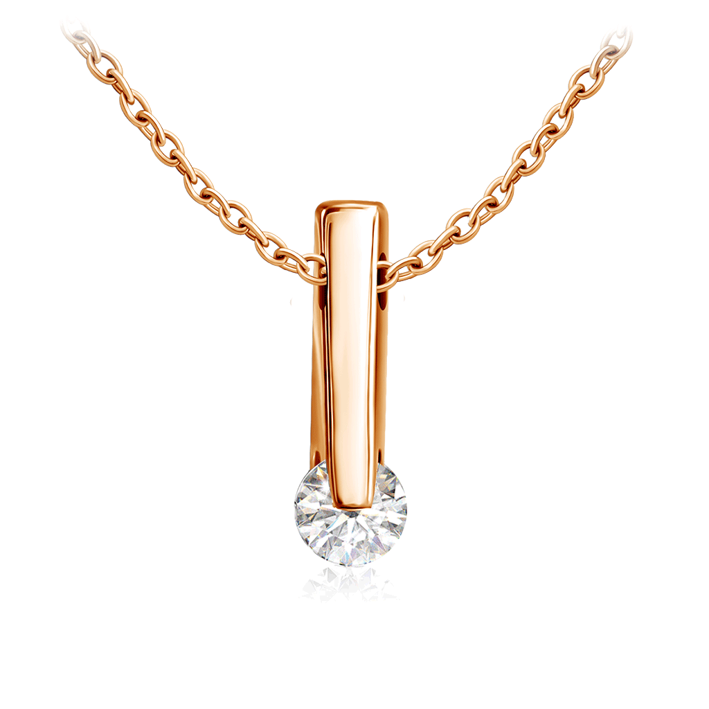 Колье из красного золота с бриллиантом, плетение якорное