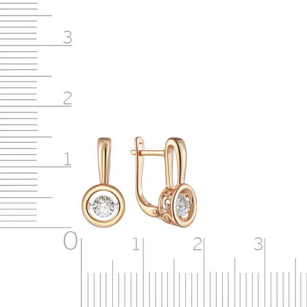 Серьги с английским замком из красного золота с бриллиантом