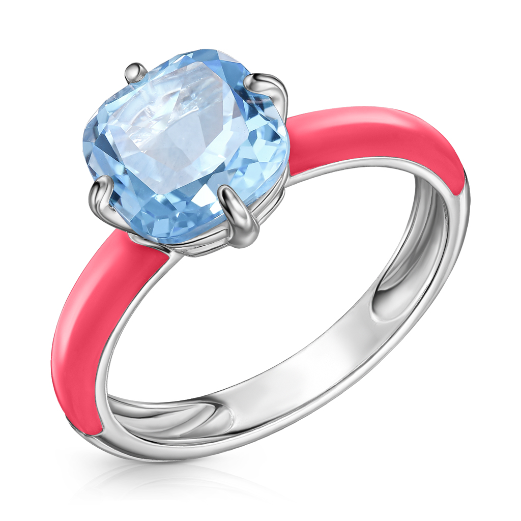 Кольцо из серебра с топазом, эмалью 85614071165