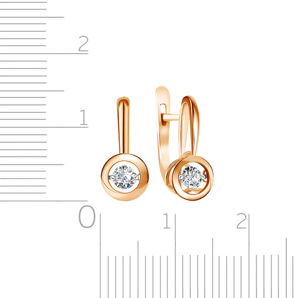 Серьги с английским замком из красного золота с бриллиантами