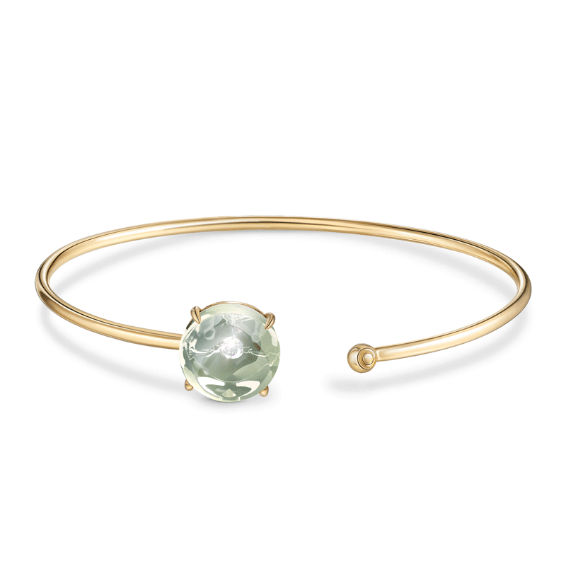 Браслет жесткий из желтого золота с бриллиантом