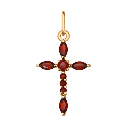 

Крест из красного золота с гранатами 731280