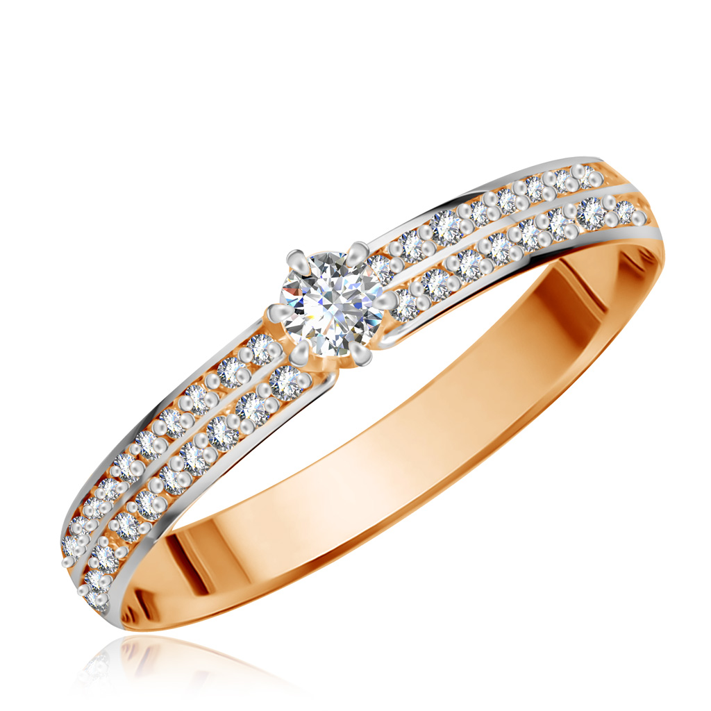 Золотое кольцо для помолвки с бриллиантами золотое кольцо