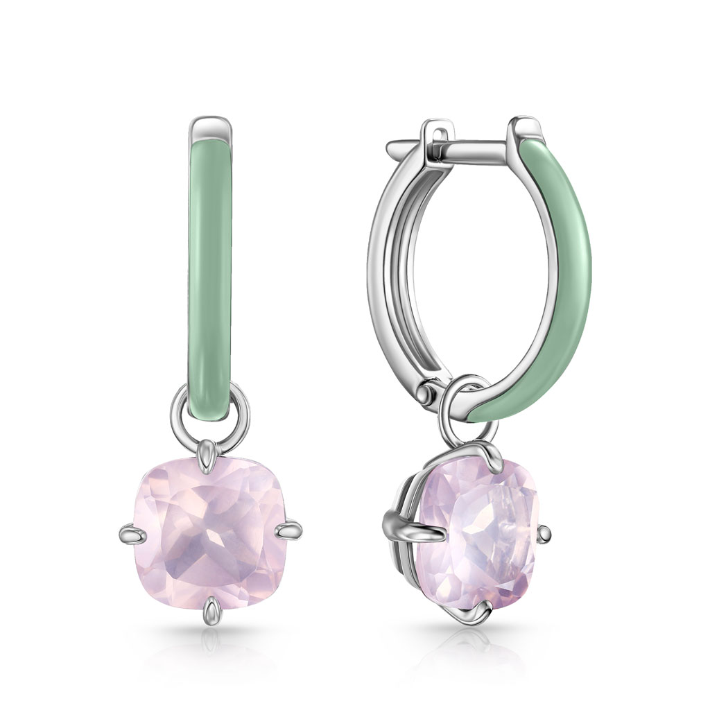 Серьги с английским замком из серебра с кварцем 86614098000