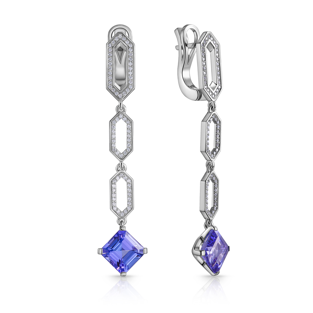 Серьги с английским замком из белого золота с бриллиантами Я6819700000