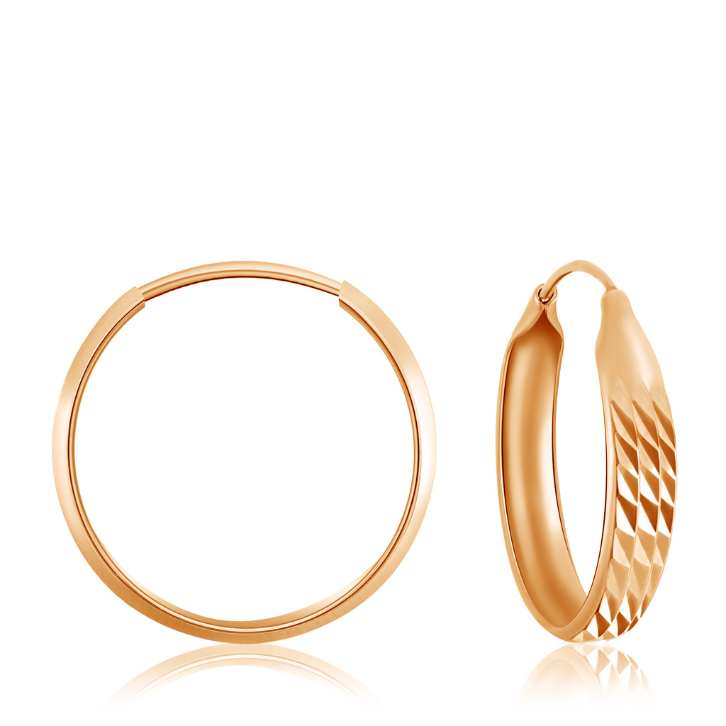 Серьги-кольца Конго из золота алмазы для бульварного кольца