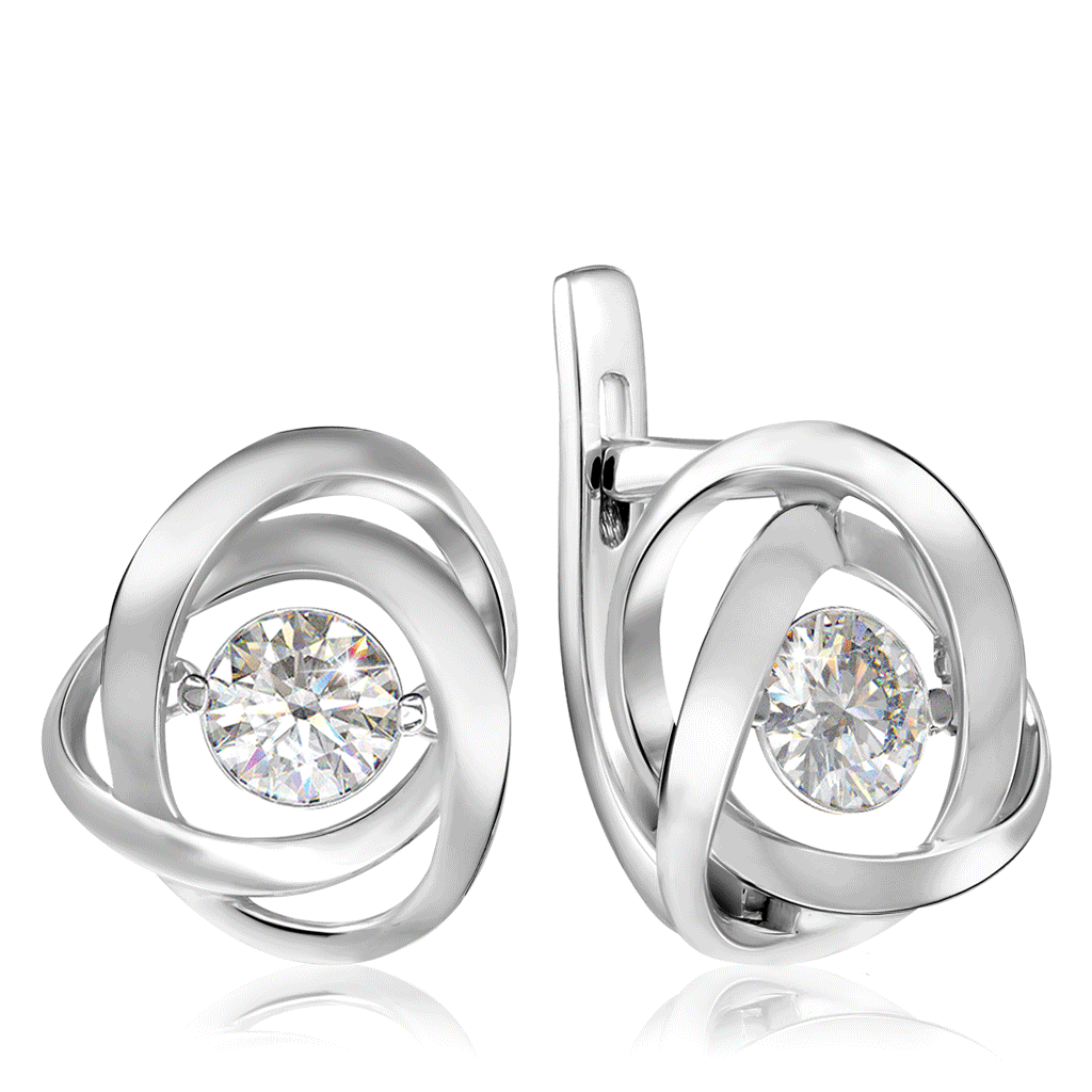 Серьги с английским замком из белого золота с бриллиантами